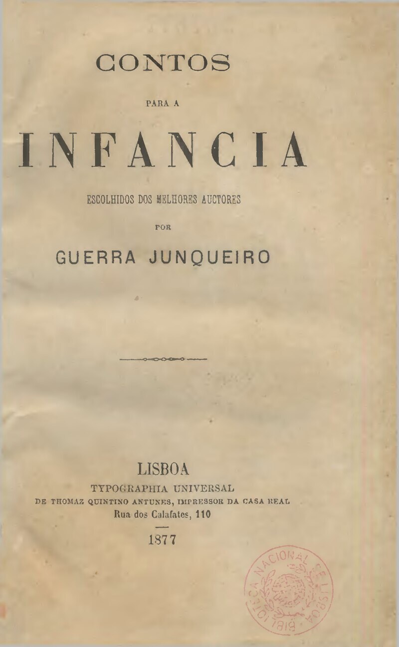 Capa da edição histórica de Contos para a Infância