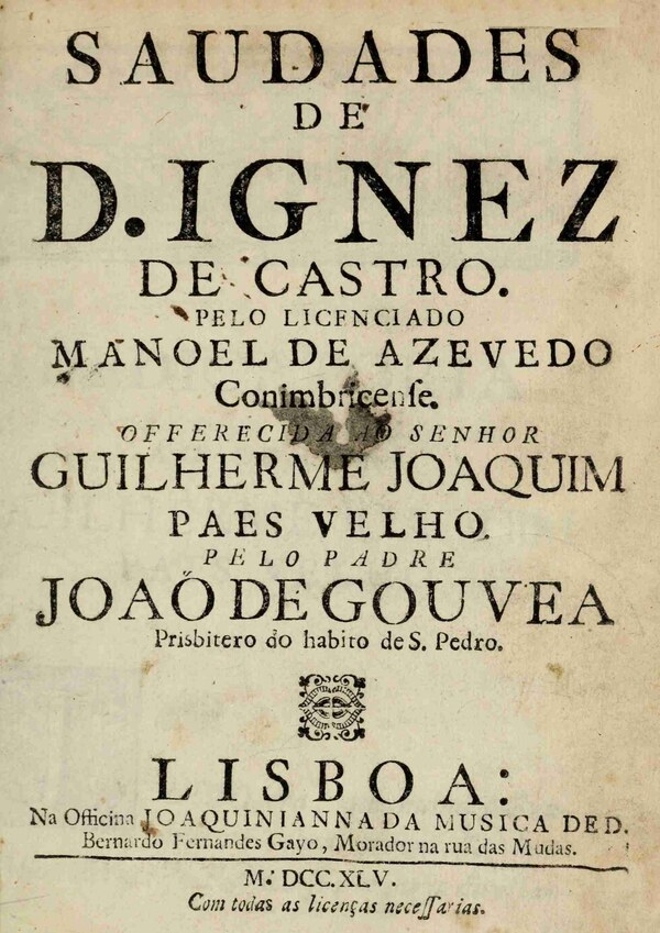 Capa de Saudades de D. Inês de Castro