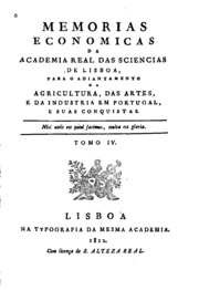 Capa de Memorias economicas da Academia real das sciencias de Lisboa
