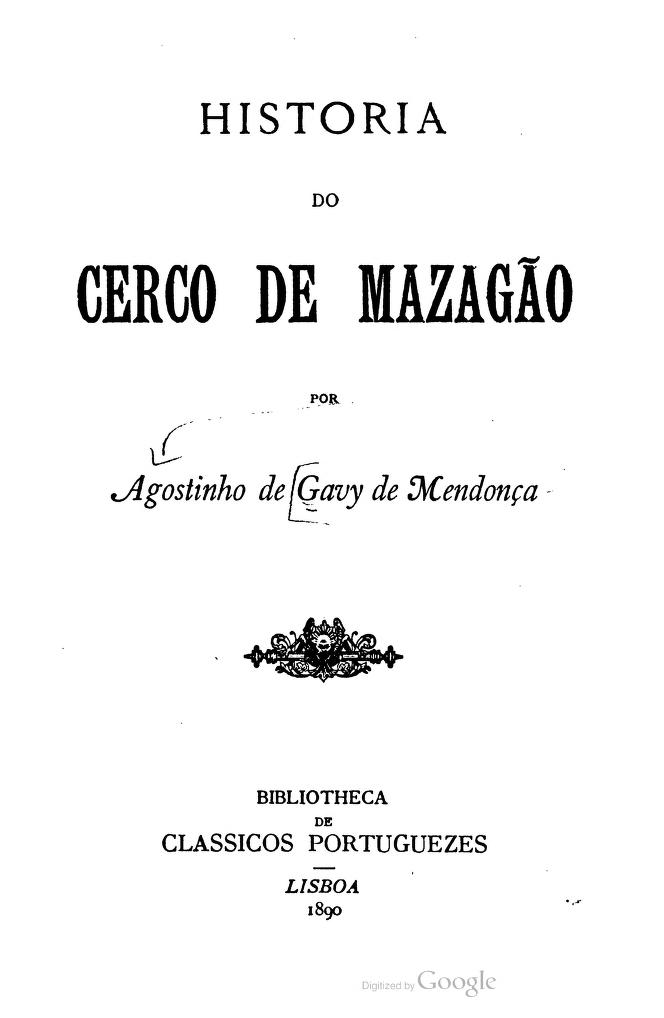Capa de Historia Do Cerco De Mazagão