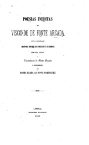 Capa de Poesias ineditas do visconde de Fonte Arcada, colligidas e mandadas imprimir em homenagem á…