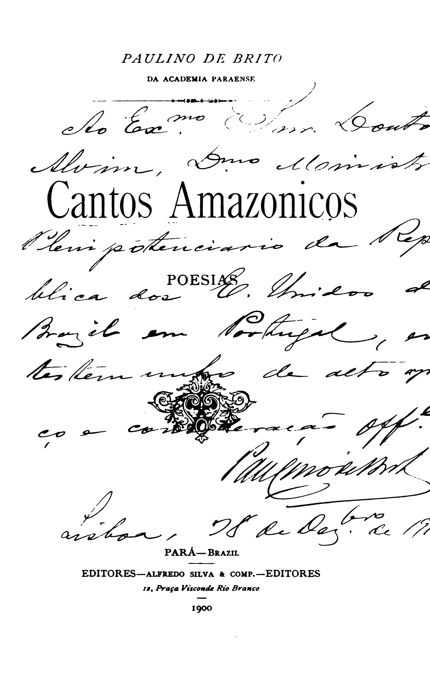 Capa de Cantos amazonicos, poesias