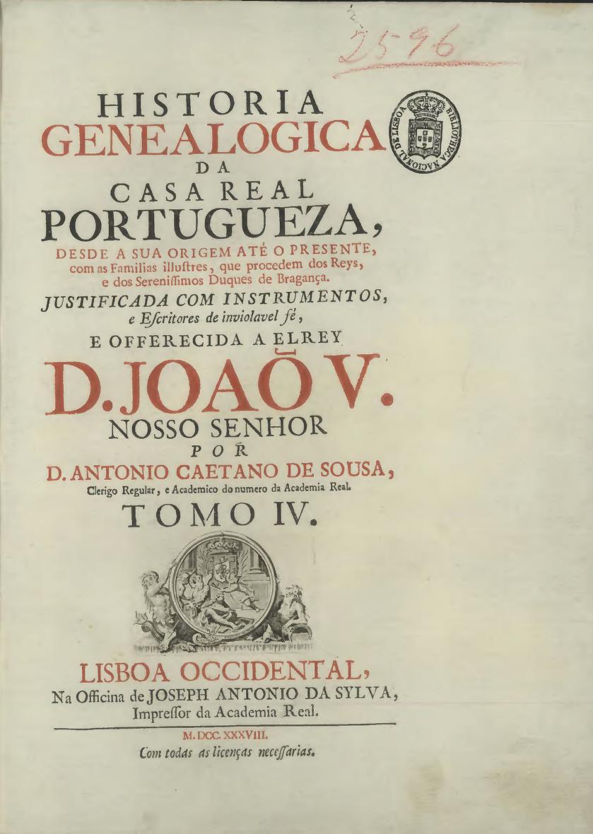 Capa de História Genealógica da Casa Real Portuguesa — Tomo IV