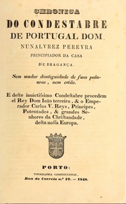 Capa de Chronica do condestabre de Portugal dom Nunalvrez Pereyra