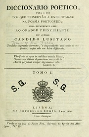 Capa de Diccionario poetico, para o uso dos que prinicipião a exercitar-se na poesia portugueza