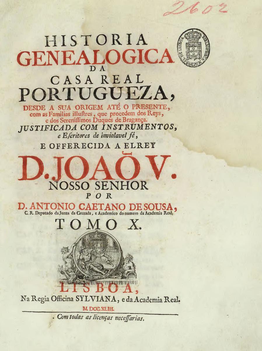 Capa de História Genealógica da Casa Real Portuguesa — Tomo X