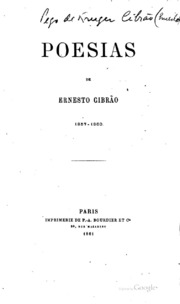Capa de Poesias de Ernesto Cibrão, 1857-1860