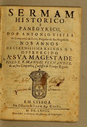 Capa de Sermam historico, e panegyrico do P. Antonio Vieyra da Companhia de Iesu, prégador de Sua…