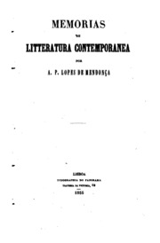 Capa de Memorias de litteratura contemporanea por A.P. Lopes de Mendonça