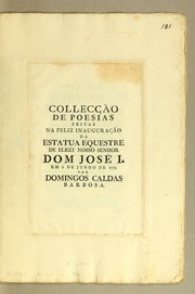 Capa de Colleção de poesias feitas na feliz inauguração da estatua equestre de elrey nosso senhor…