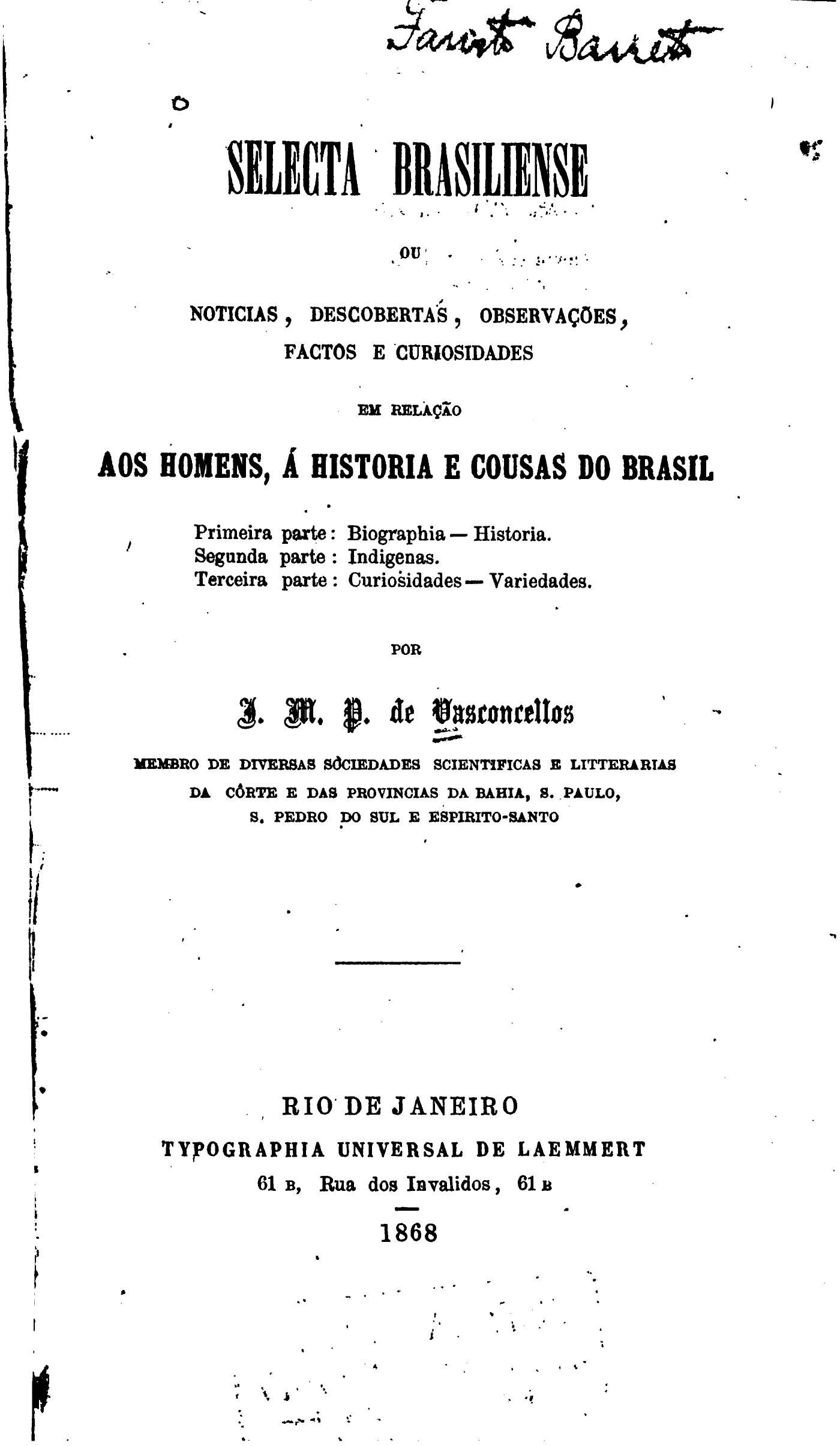 Capa de Selecta brasiliense