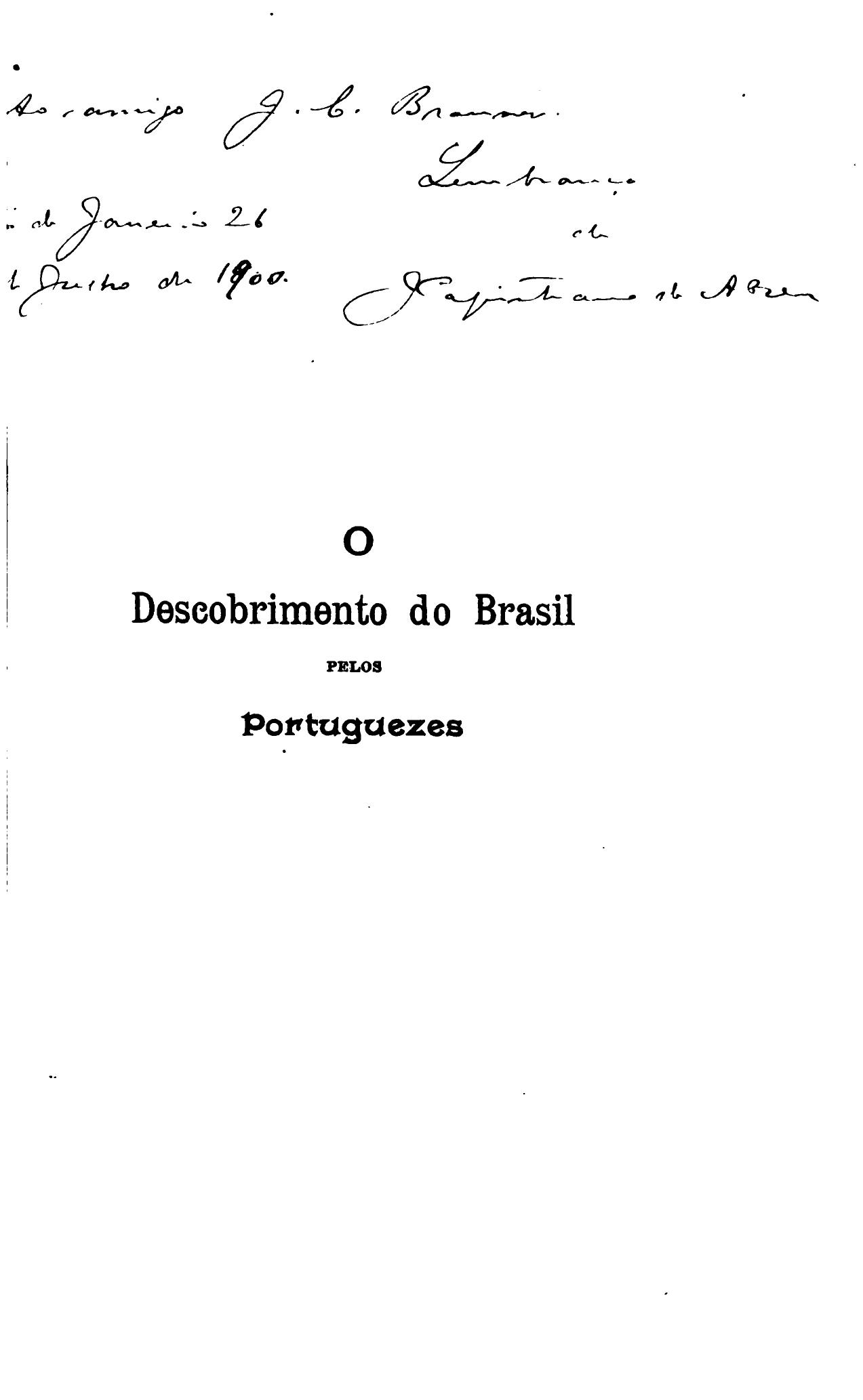 Capa de O descobrimento do Brasil pelos portuguezes