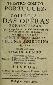 Capa de Theatro comico portuguez, ou, Collecção das operas portuguezas, que se representárão na casa…