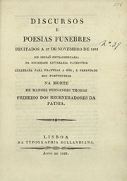 Capa de DISCURSOS E POESIAS FUNEBRES NA MORTE DE MANOEL FERNANDES THOMAZ