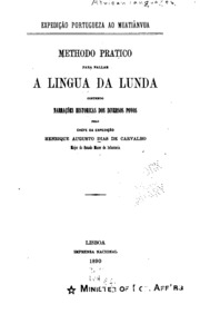 Capa de Methodo pratico para fallar a lingua da Lunda: contendo narrações históricas ...