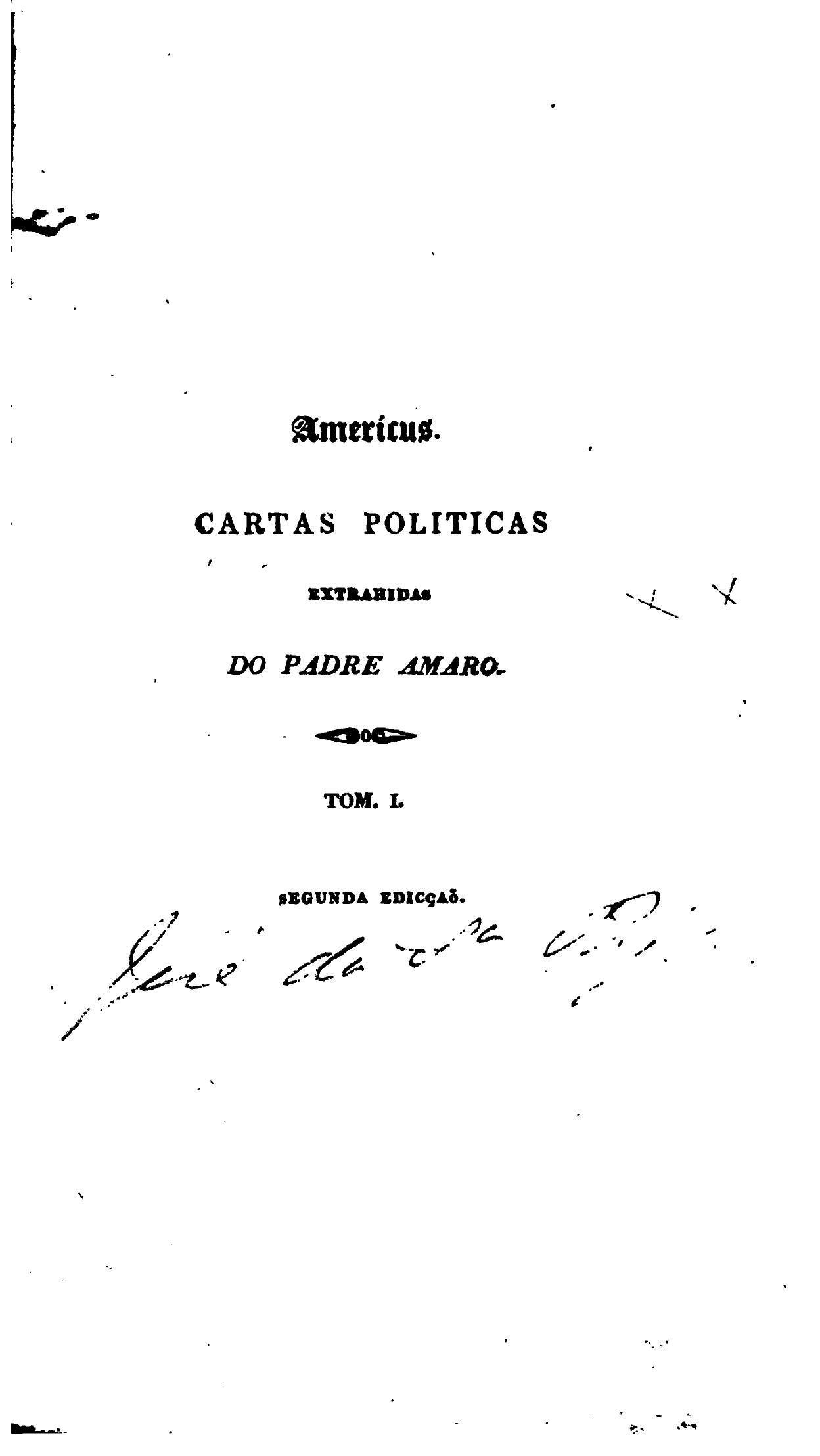 Capa de Americus. : Cartas politicas extrahidas do Padre Amaro