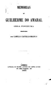 Capa de Memorias de Guilherme do Amaral, obra posthuma
