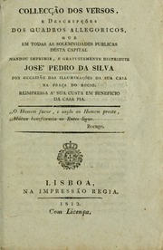 Capa de Collecção dos versos, e descripções dos quadros allegoricos que em todas as solemnidades…