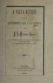 Capa de A Vista Alegre : apontamentos para a sua historia
