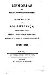 Capa de Memorias dos estabelecimentos portuguezes a l'Este do Cabo da Boa Esperança