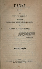 Capa de Fanny; estudo. Romance trasladado para portuguez, da decima oitava ed. por Camillo Castello…