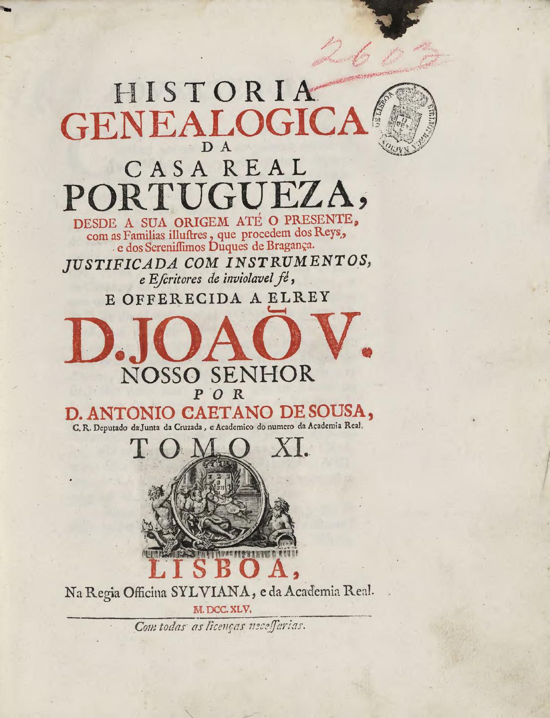Capa de História Genealógica da Casa Real Portuguesa — Tomo XI