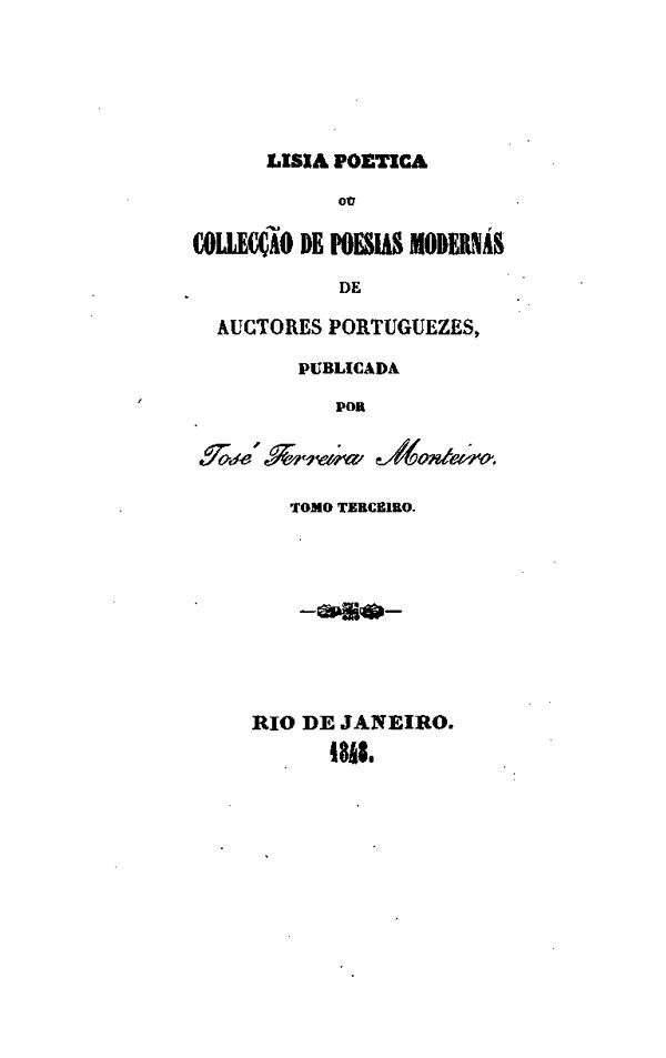 Capa de Lisia poetica; ou, collecção poesias modernas de auctores portuguezes