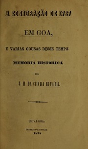Capa de A conjuração de 1787 em Goa, e varias cousas desse tempo : memoria histórica