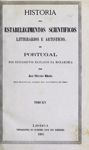 Capa de Historia dos estabelecimentos scientificos, litterarios e artisticos de Portugal, nos…
