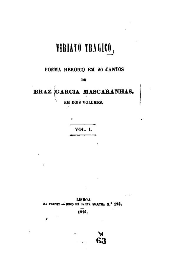 Capa de Viriato tragico; poema heroico em 20 cantos