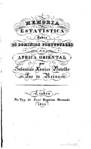 Capa de Memoria estatistica sobre os dominios portuguezes na Africa oriental