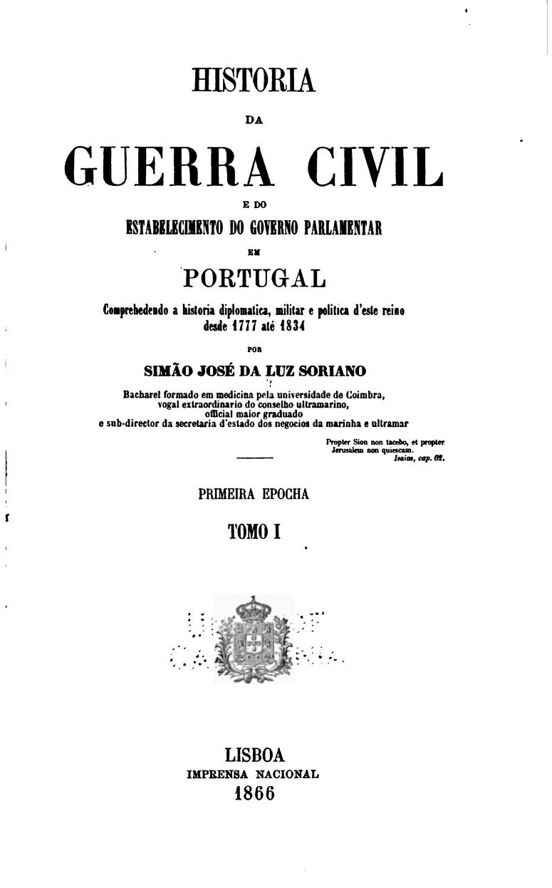 Capa de Historia da guerra civil e do estabele cimento do governo parlamentar em Portugal…
