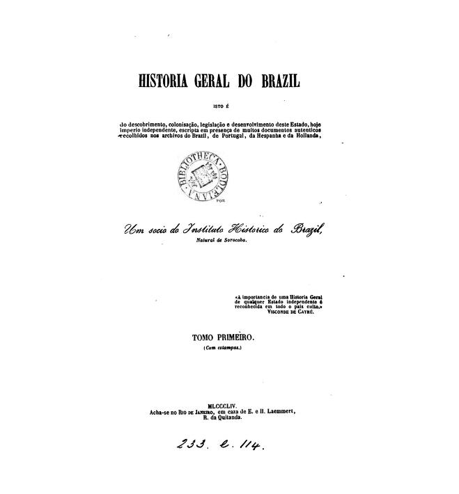 Capa de Historia geral do Brazil, etc