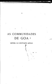 Capa de As communidades de Goa : historia das instituições antigas