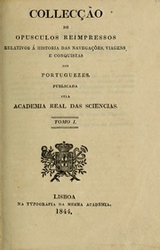 Capa de Colleccão de opusculos reimpressos relativos á historia das navegações, viagens, e…
