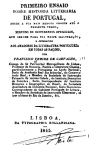 Capa de Primeiro ensaio sobre historia litteraria de Portugal, desde a sua mais remota origem até o…