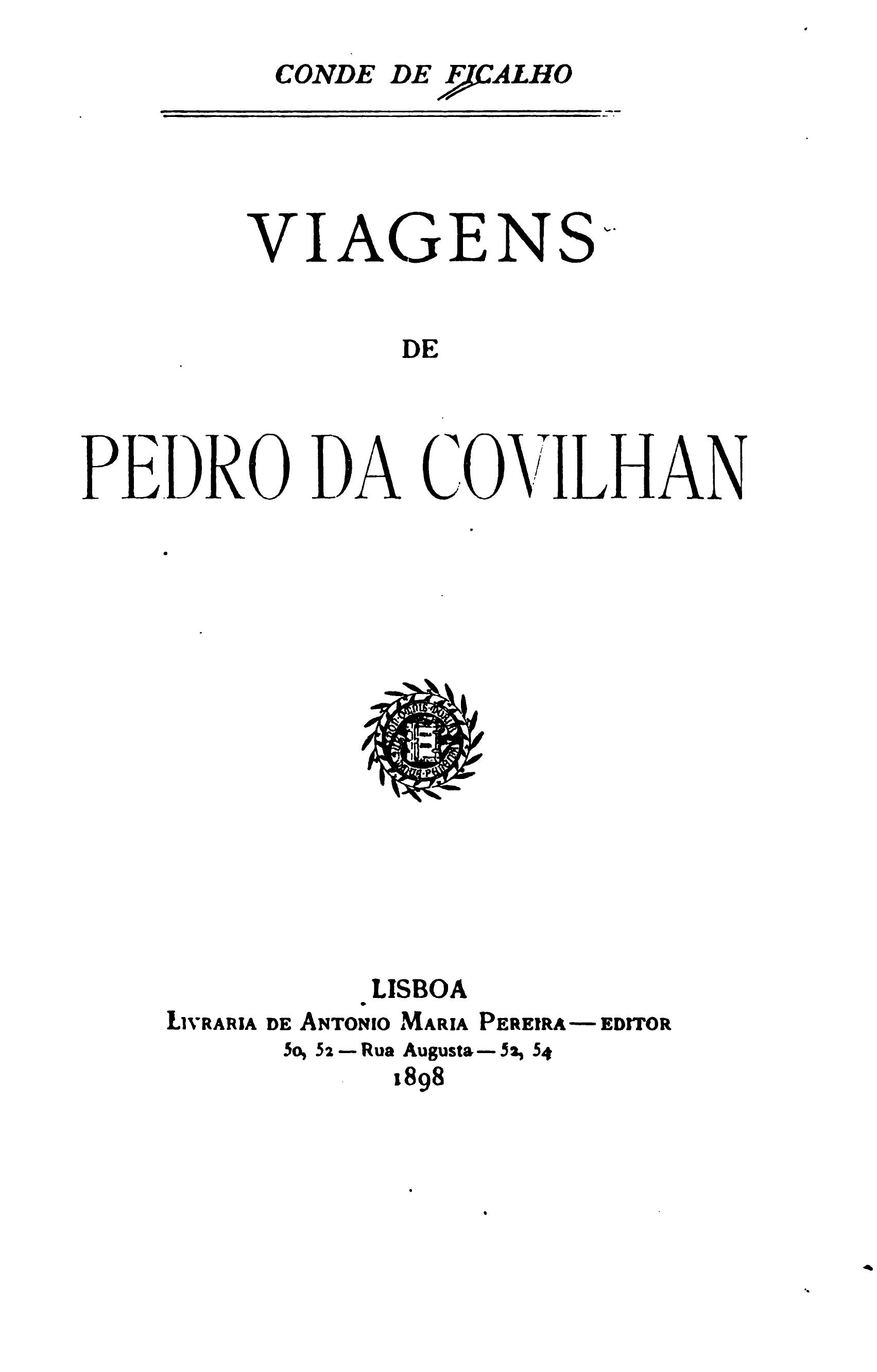 Capa de Viagens de Pedro da Covilhan