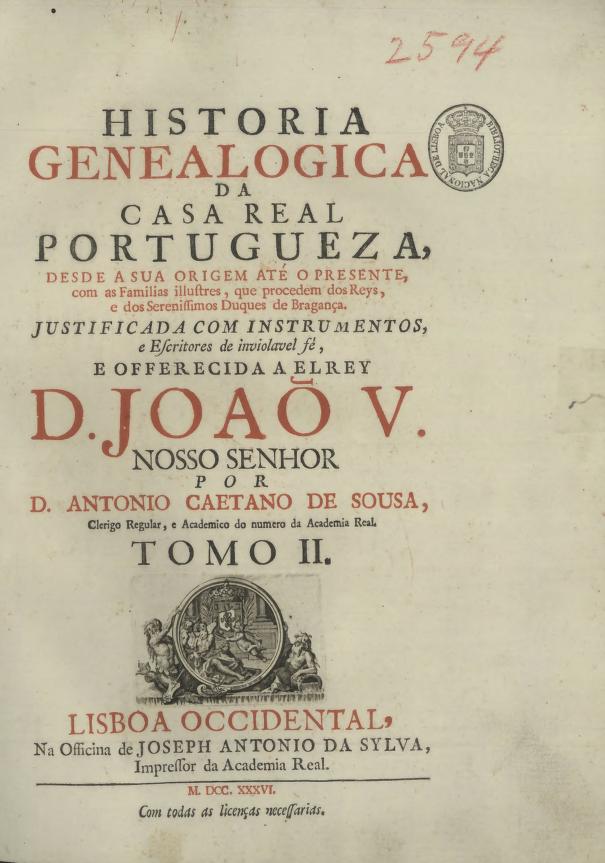 Capa de História Genealógica da Casa Real Portuguesa — Tomo II