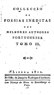 Capa de Collecção de poesias ineditas dos melhores autores portuguezes