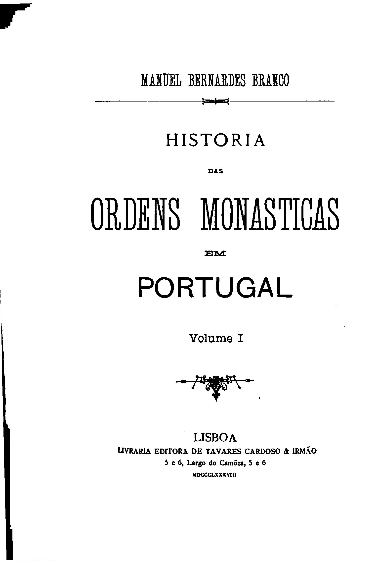 Capa de Historia das ordens monasticas em Portugal