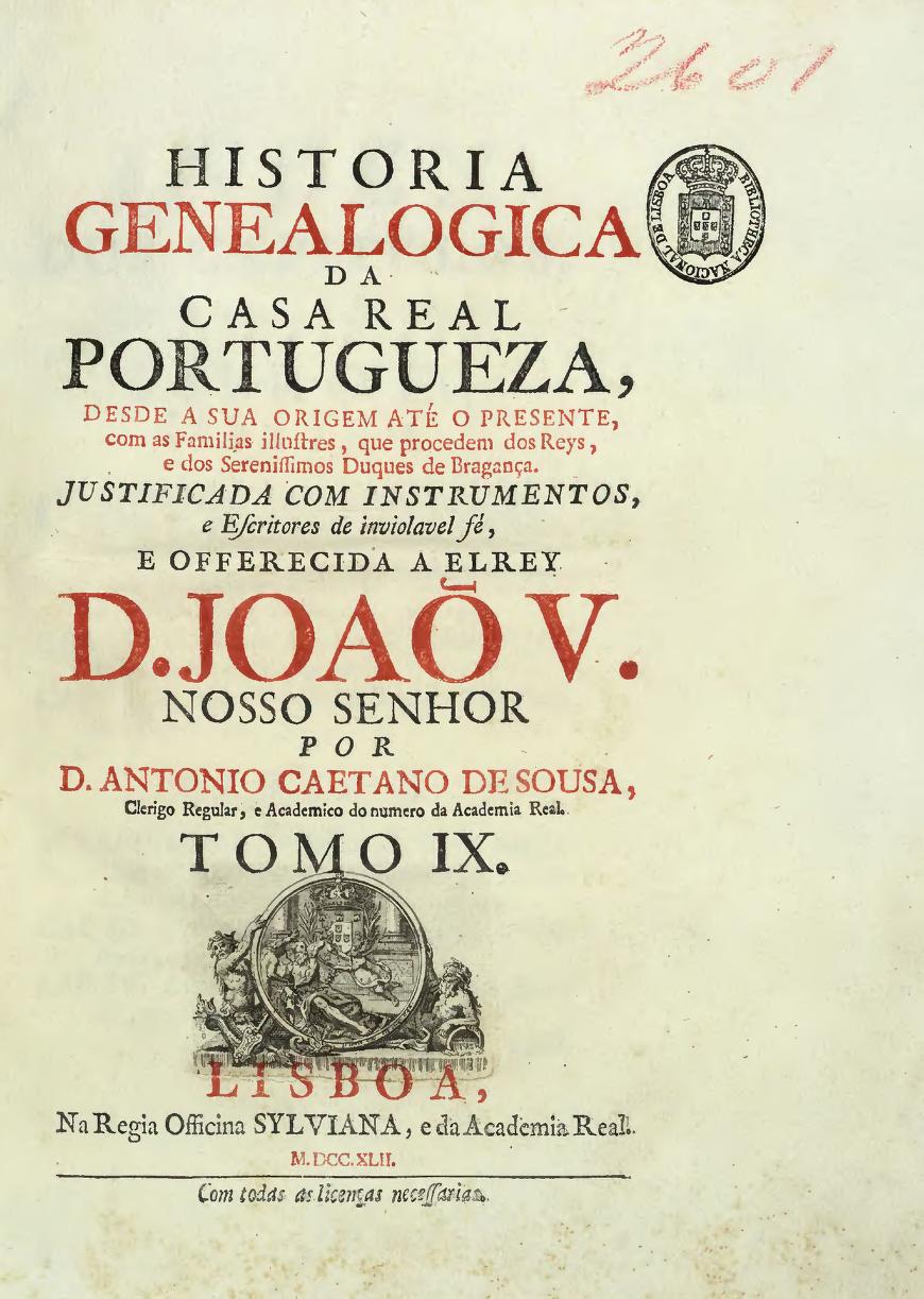Capa de História Genealógica da Casa Real Portuguesa — Tomo IX
