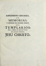 Capa de Supplemento historico, ou, Memorias e noticias da celebre ordem dos Templarios