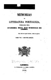 Capa de Memorias de litteratura portugueza