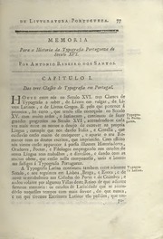 Capa de Memória para a história da typografia portugueza do século XVI (1792)