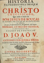 Capa de Historia da prodigiosa imagem de Christo crucificado, que com o titulo de Bom Jesus de…