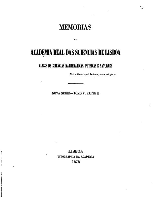 Capa de Memorias da Academia real das sciencias de Lisboa. Classe de sciencias mathematicas,…