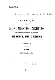 Capa de Collecção de monumentos ineditos para a historia das conquistas dos Portuguezes, em Africa,…