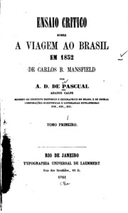 Capa de Ensaio critico sobre a viagem ao Brasil em 1852 de Carlos B. Mansfield